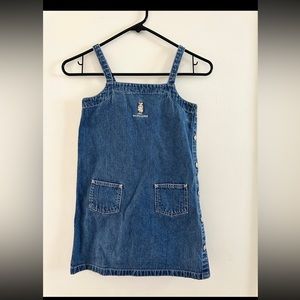 Girl's Vintage 90's Polo Ralph Lauren Bear Blue Denim Sun Jean Dress Sz 6x